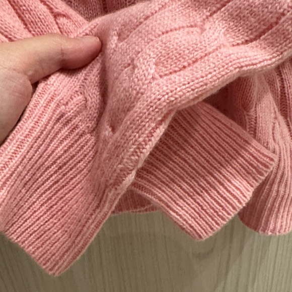 Ralph Lauren Pink Cable-Knit V-Neck Sweater 90% wool + 10% cashmere - Picture 4 of 5